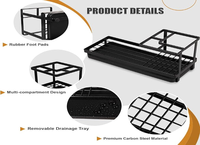 Matte Black Toothbrush Holder - Rustproof Carbon Steel Organizer