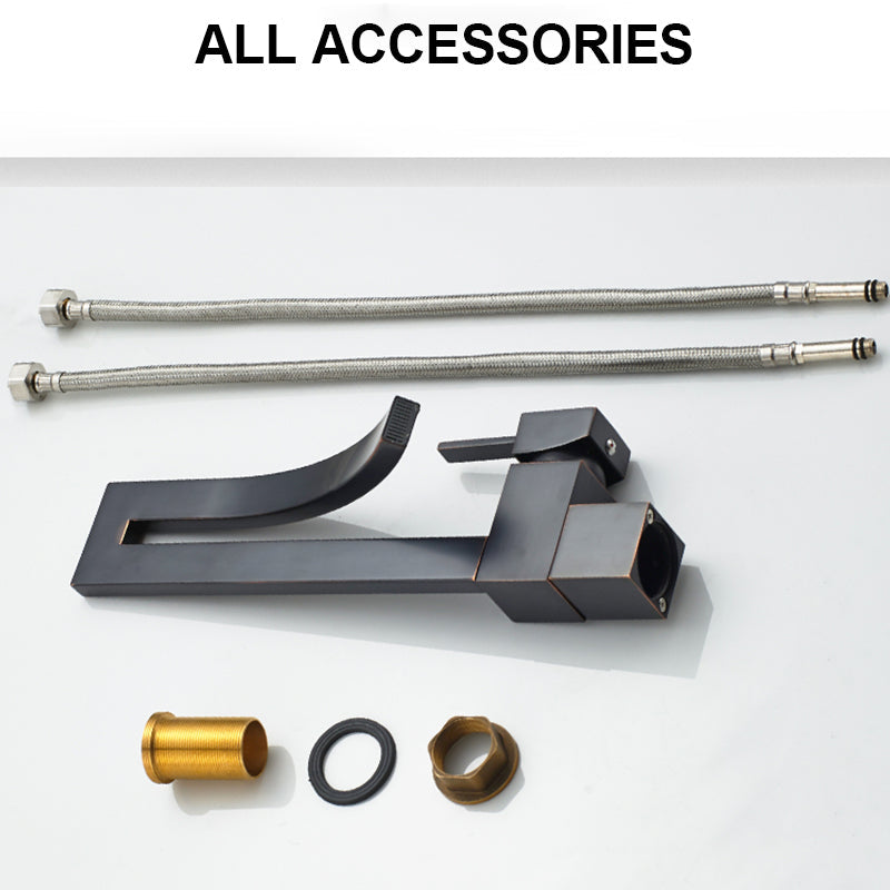 Chrome Brass Deck Mounted Waterfall Bathroom Faucet