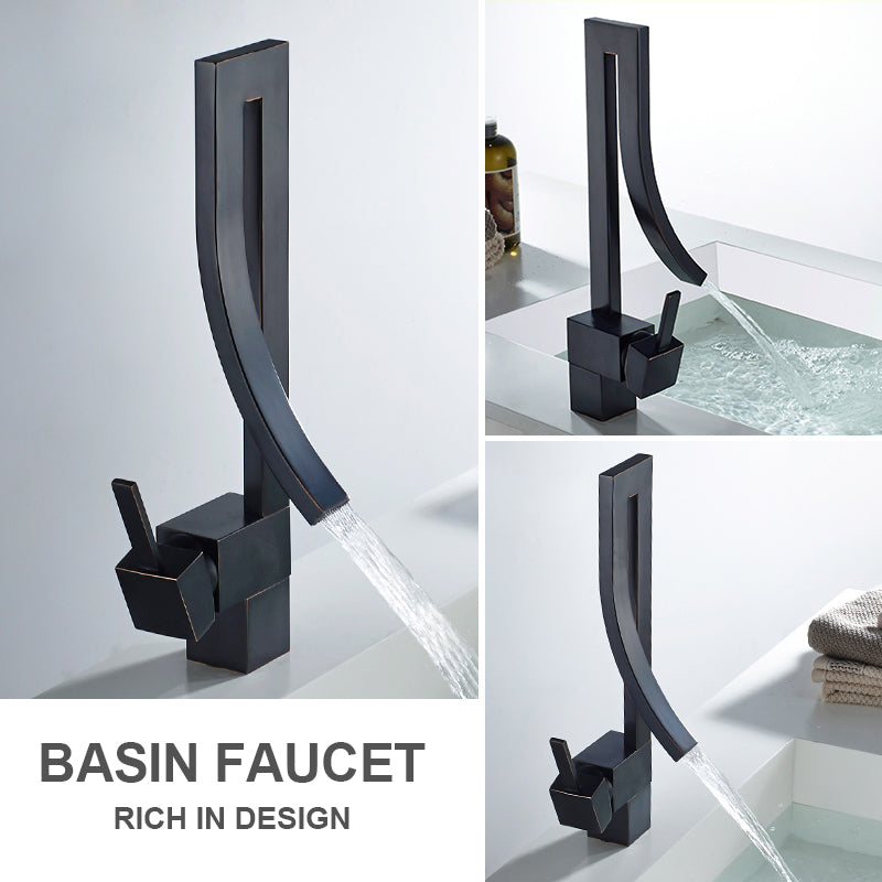 Chrome Brass Deck Mounted Waterfall Bathroom Faucet