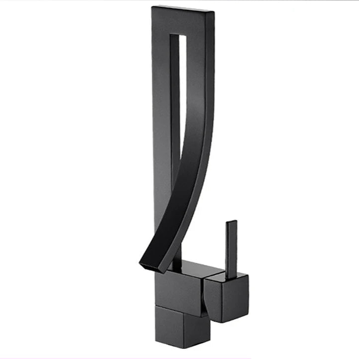 Chrome Brass Deck Mounted Waterfall Bathroom Faucet