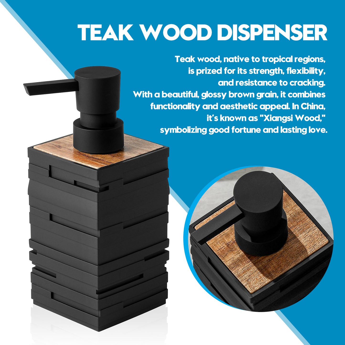 Square Matte Black Soap Dispenser for Kitchen & Bathroom
