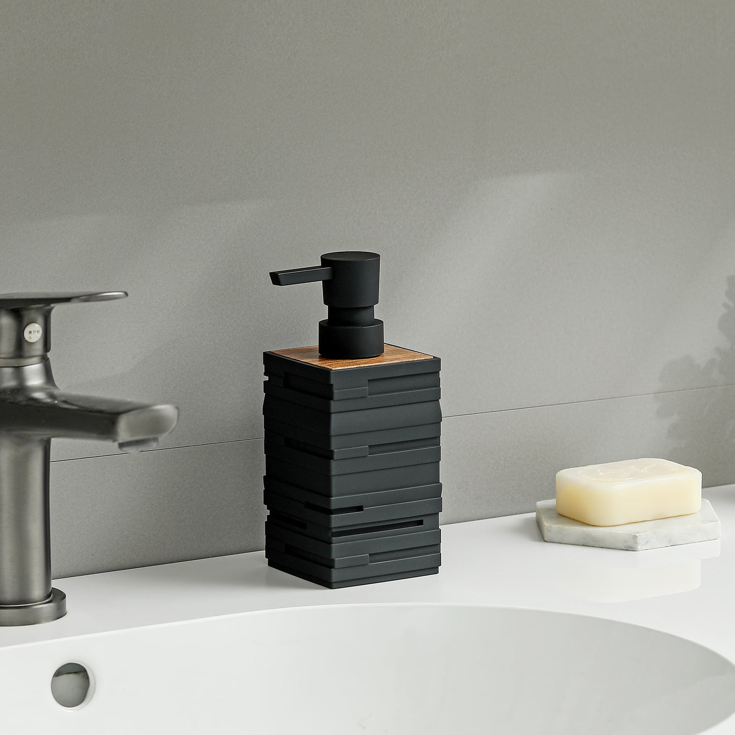 Square Matte Black Soap Dispenser for Kitchen & Bathroom