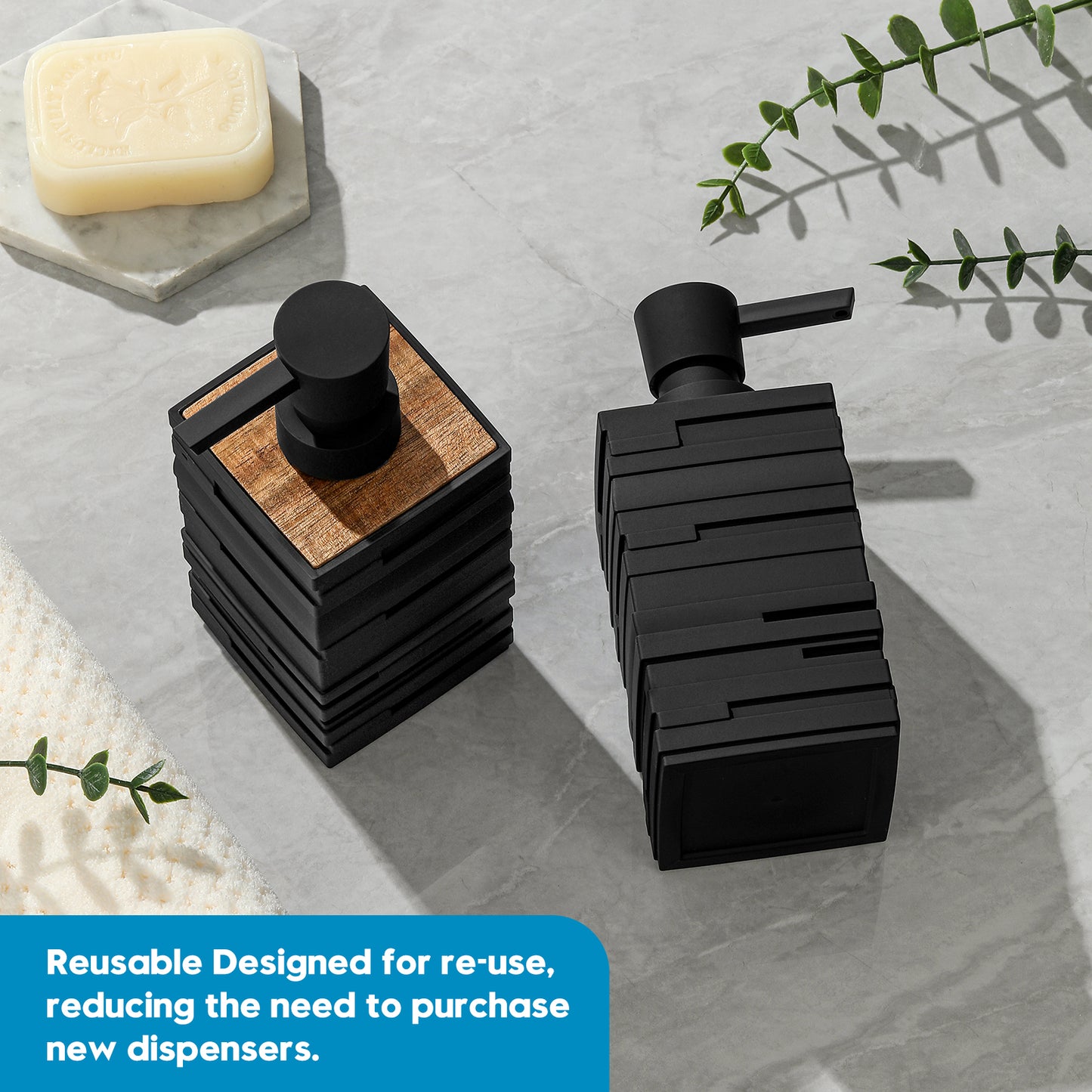 Square Matte Black Soap Dispenser for Kitchen & Bathroom