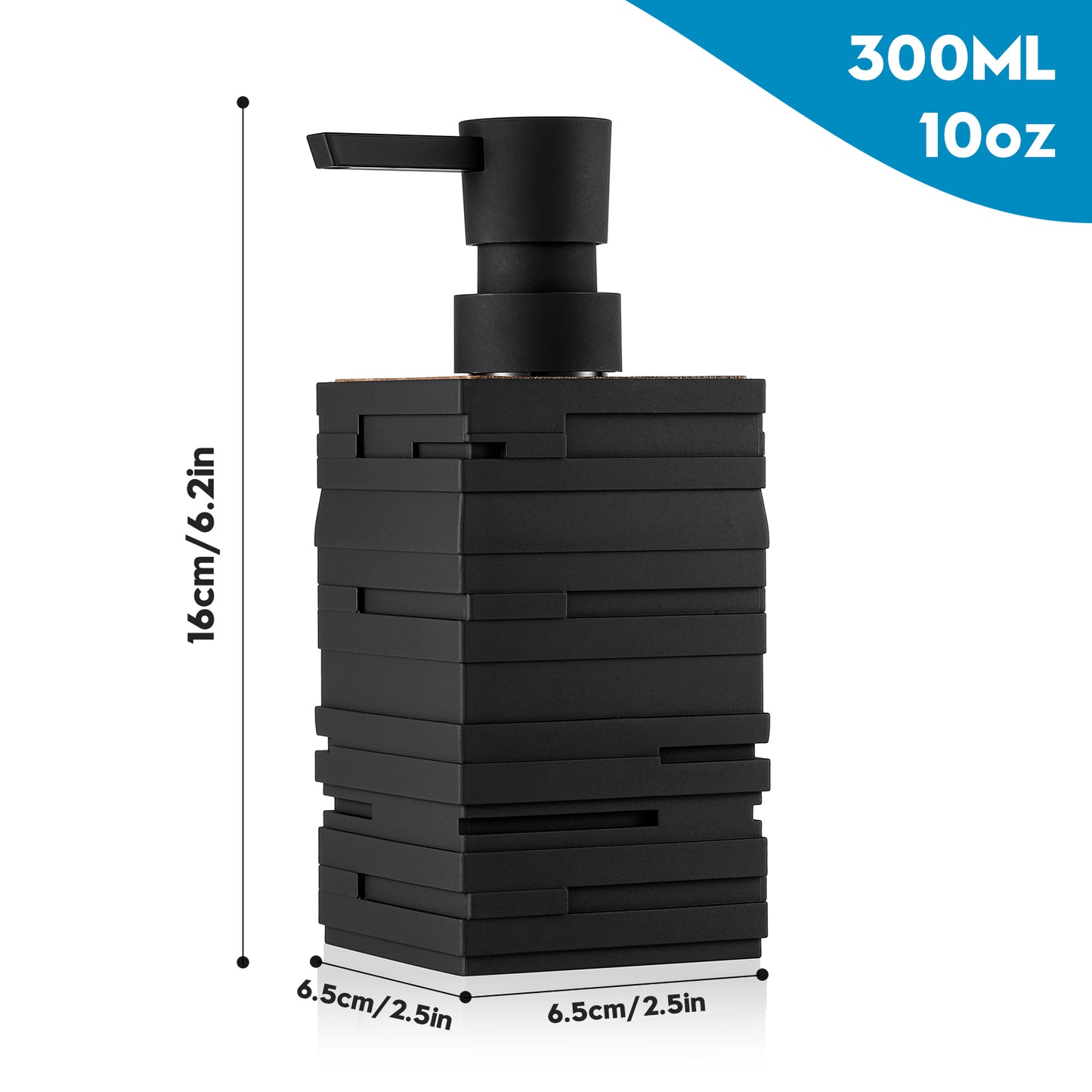 Square Matte Black Soap Dispenser for Kitchen & Bathroom