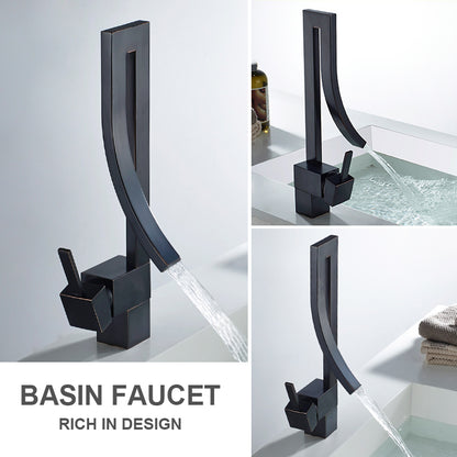 Chrome Brass Deck Mounted Waterfall Bathroom Faucet  