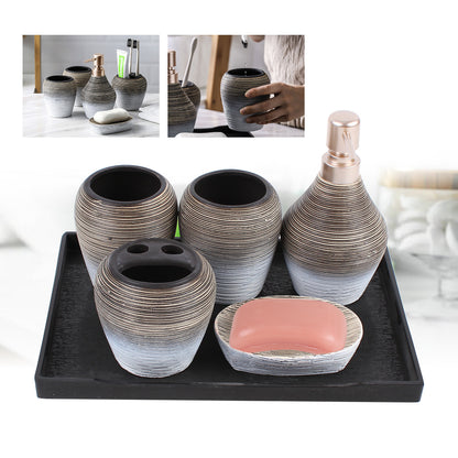 Ceramic Bathroom Accessory Set - Luxurious 6pcs Retro Style