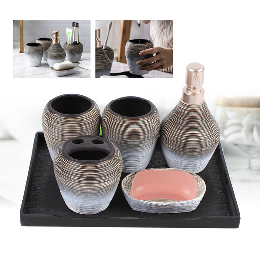 Ceramic Bathroom Accessory Set - Luxurious 6pcs Retro Style