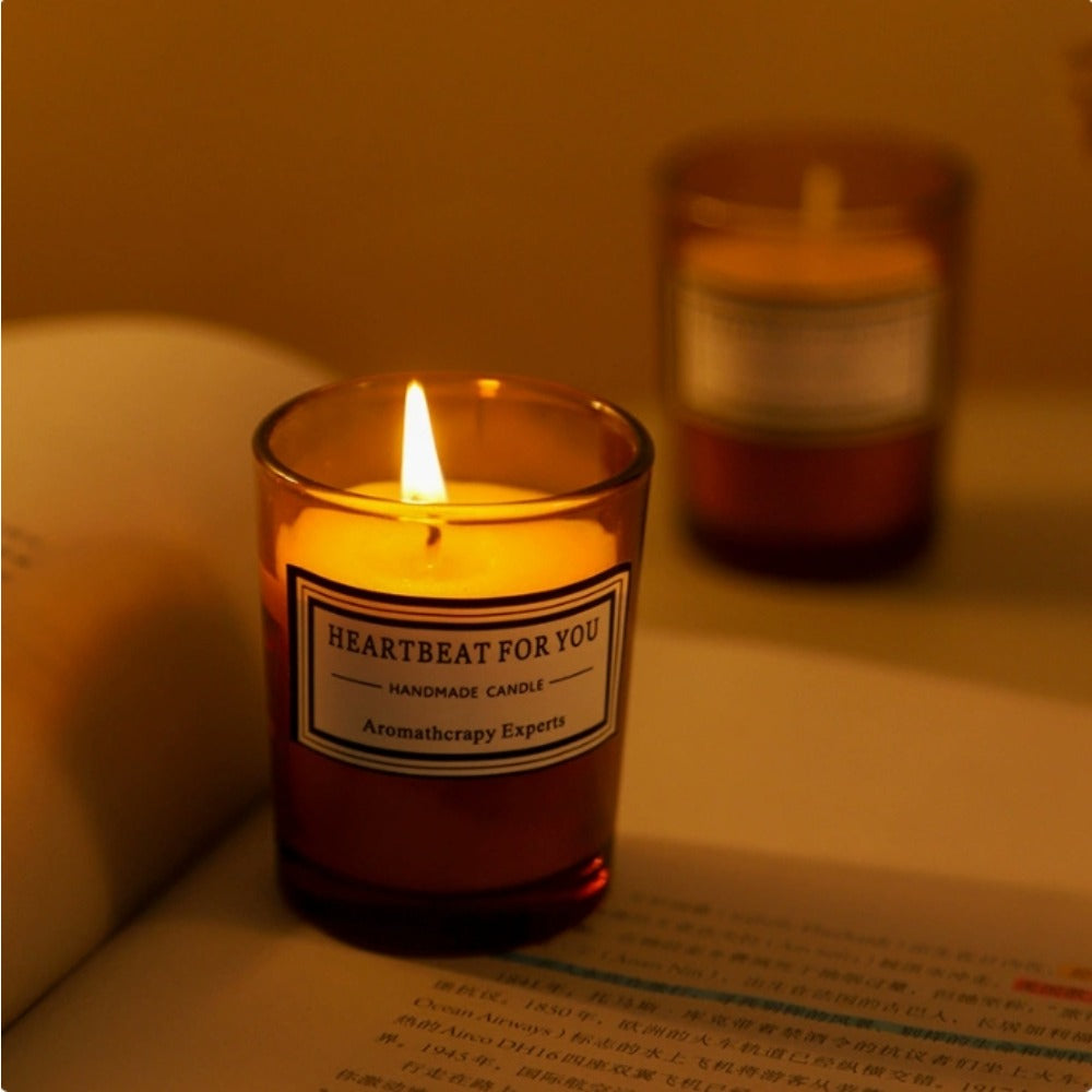 Handmade Tea Candle - Plant Wax, Smoke-Free Glass Bottle