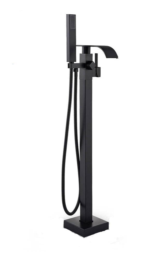 Brass Floor Mounted Bathtub Faucet with Handheld Shower