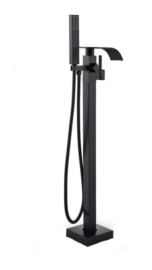 Brass Floor Mounted Bathtub Faucet with Handheld Shower