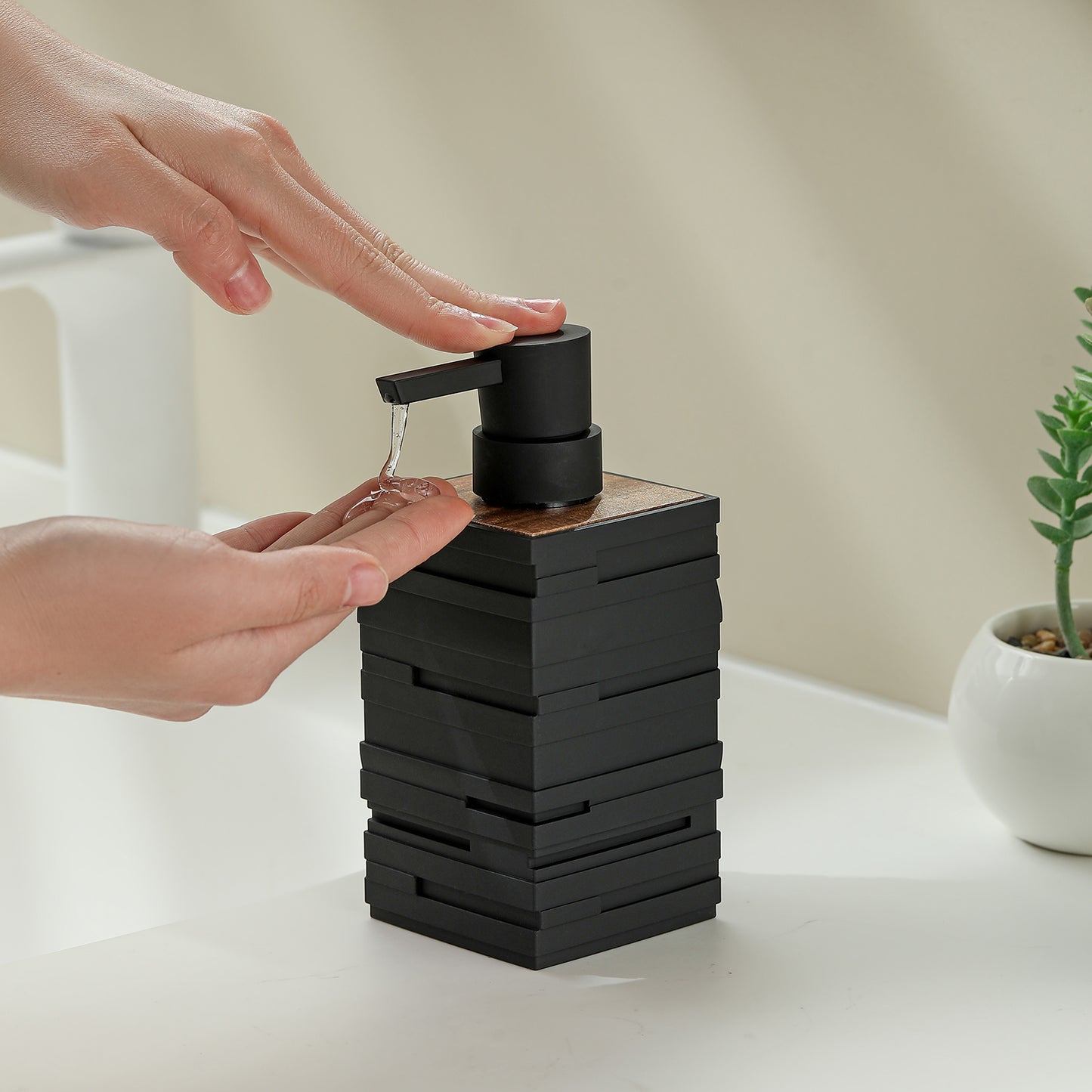 Square Matte Black Soap Dispenser for Kitchen & Bathroom