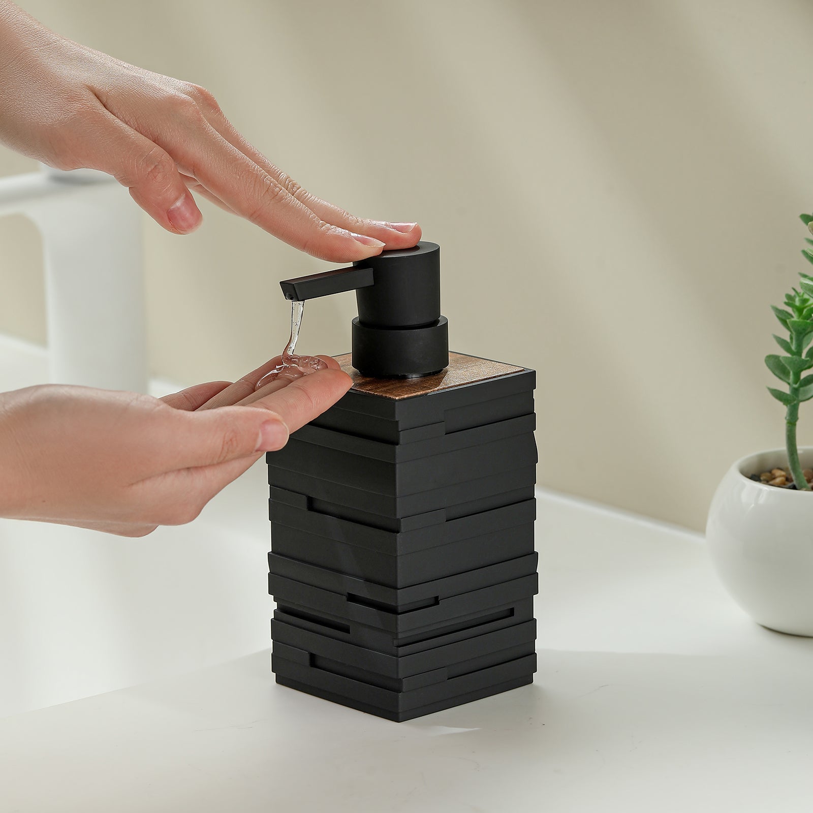 Square Matte Black Soap Dispenser for Kitchen & Bathroom