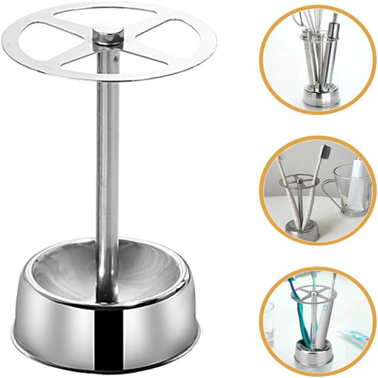 Bathroom Organizer: Stainless Steel Toothbrush & Makeup Holder