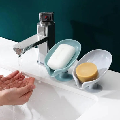 Leaf Shape Soap Box with Suction Cup - 2pcs Drain Holder