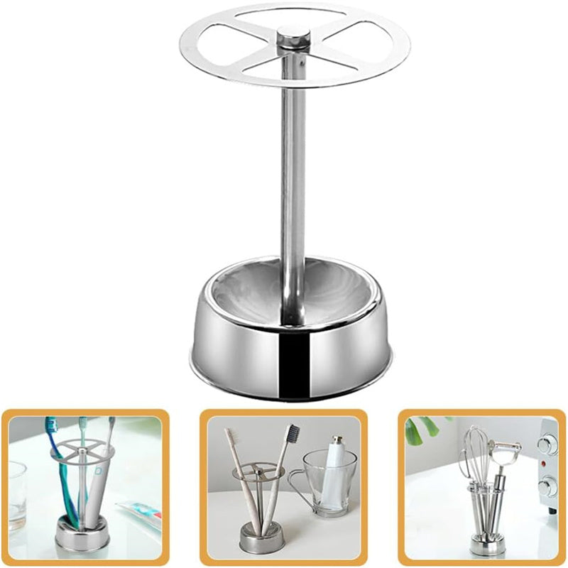Bathroom Organizer: Stainless Steel Toothbrush & Makeup Holder