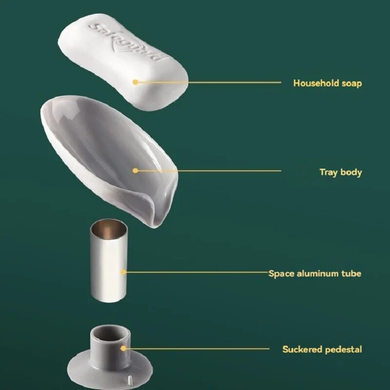 Leaf Shape Soap Box with Suction Cup - 2pcs Drain Holder