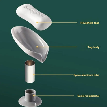 Leaf Shape Soap Box with Suction Cup - 2pcs Drain Holder