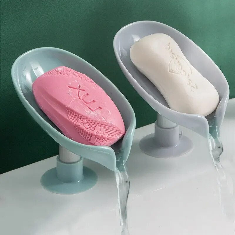 Leaf Shape Soap Box with Suction Cup - 2pcs Drain Holder
