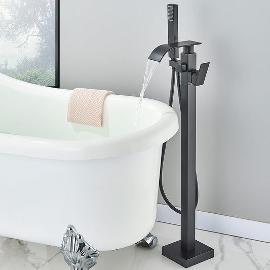 Brass Floor Mounted Bathtub Faucet with Handheld Shower