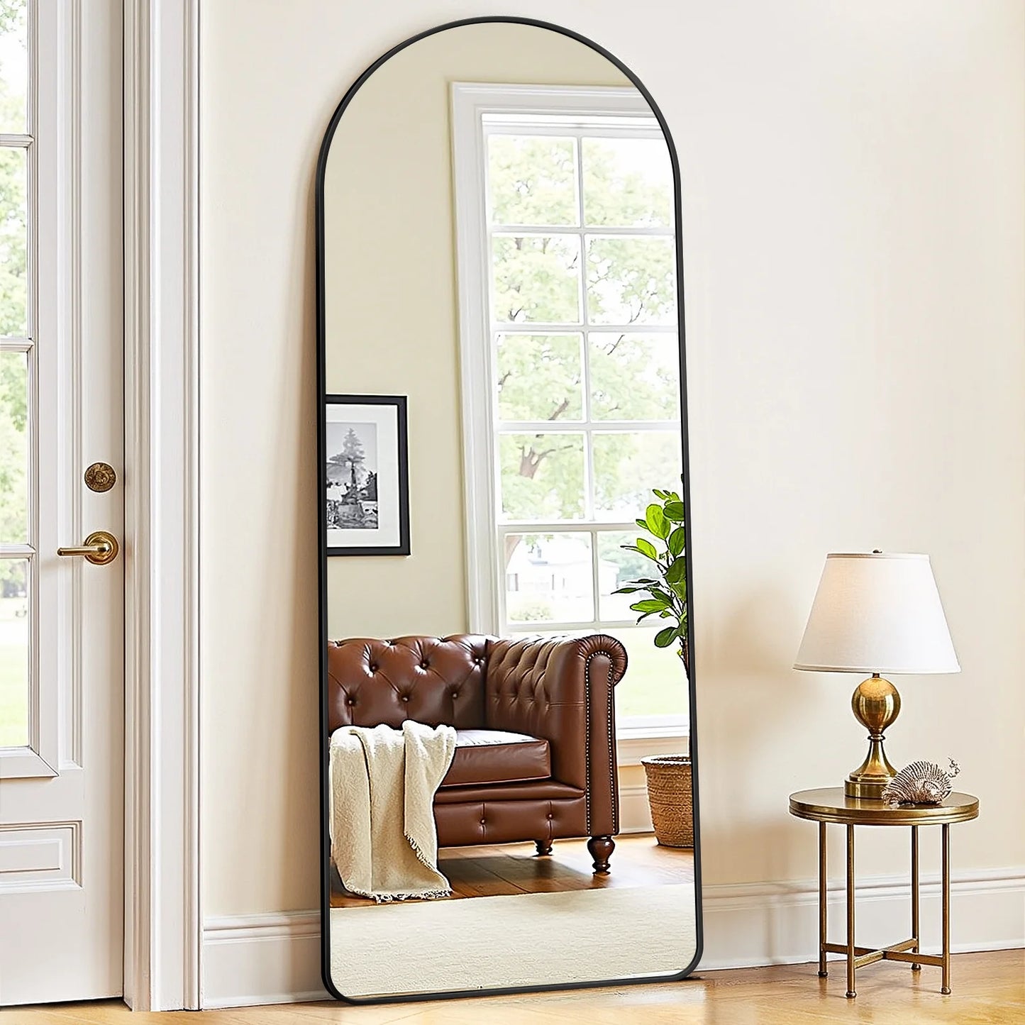 Full Length Arched Mirror 58x19 - Elegant Floor Standing Design