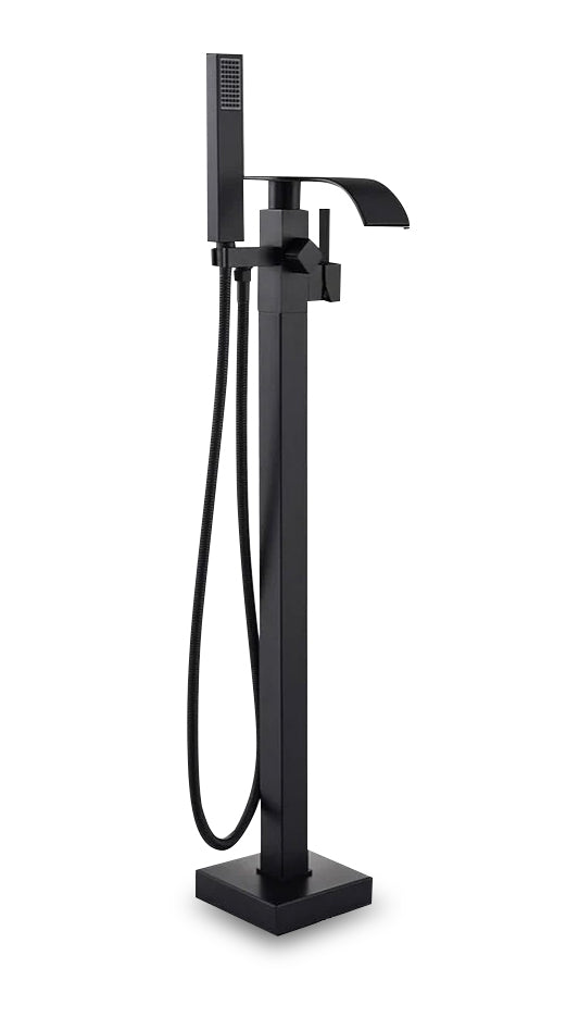 Black Brass Waterfall Sink Faucet | Modern Bathroom Fixture