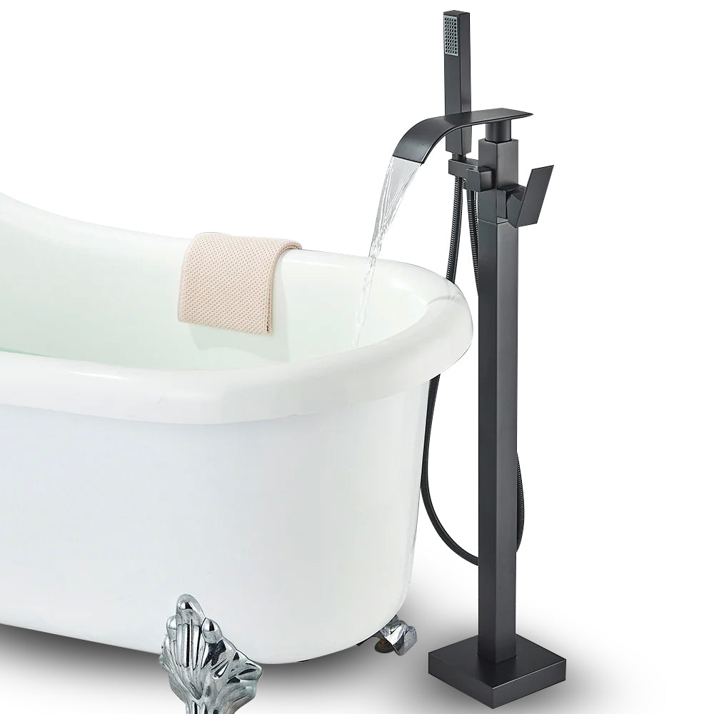 Black Brass Waterfall Sink Faucet | Modern Bathroom Fixture