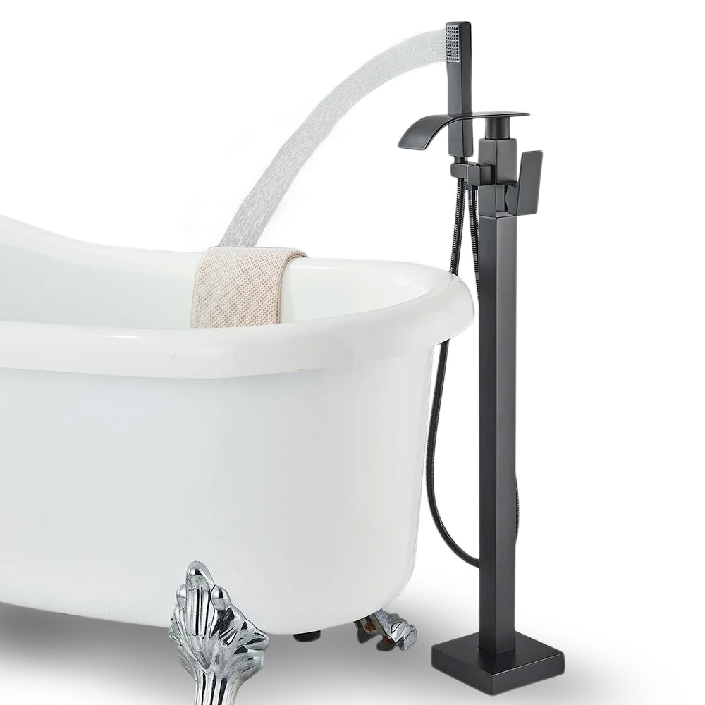 Black Brass Waterfall Sink Faucet | Modern Bathroom Fixture